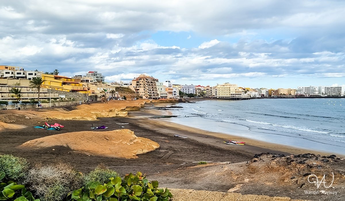 El Medano beach with buildings