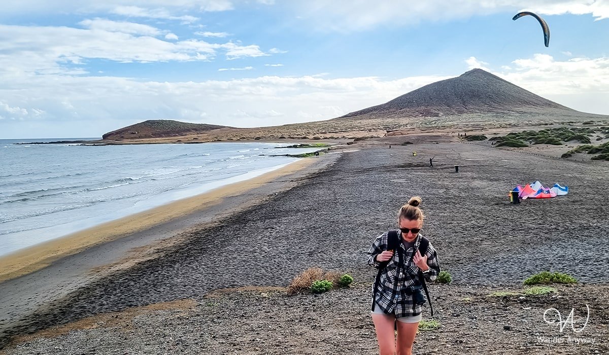 Windsurfing hotspot with golden sands in El Medano, Tenerife. (Best beaches in Tenerife)