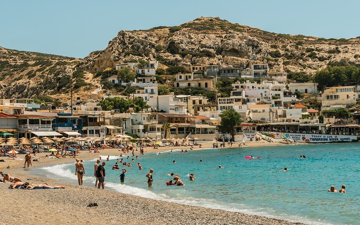 View of Matala beach - Beaches in Rethymno and Heraklion