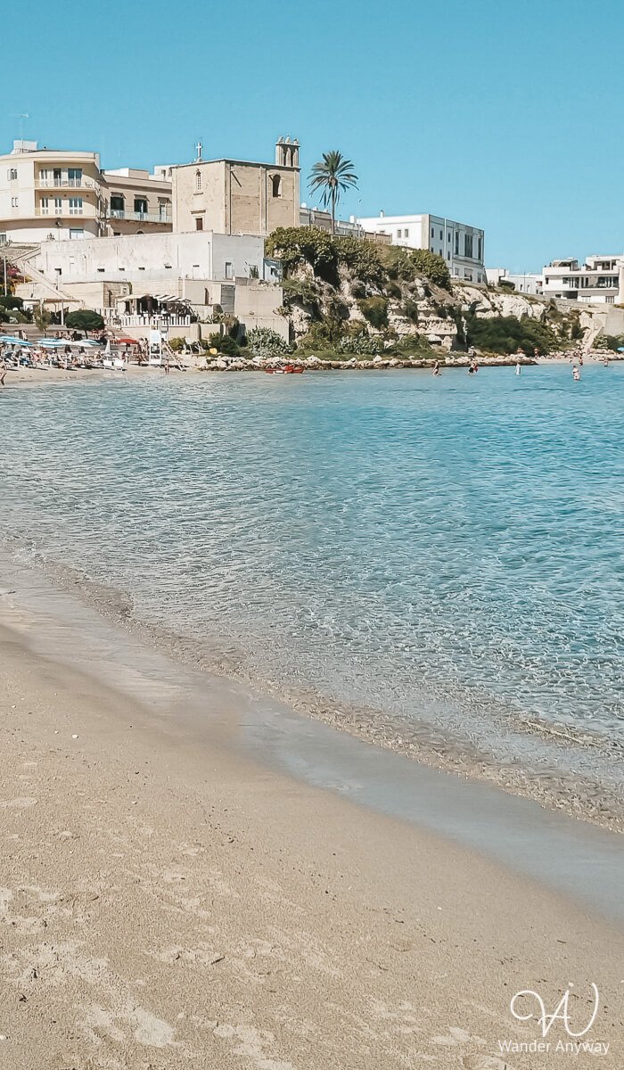 Spiaggia dei Gradoni, Otranto’s central beach, with golden sand and crystal-clear waters.