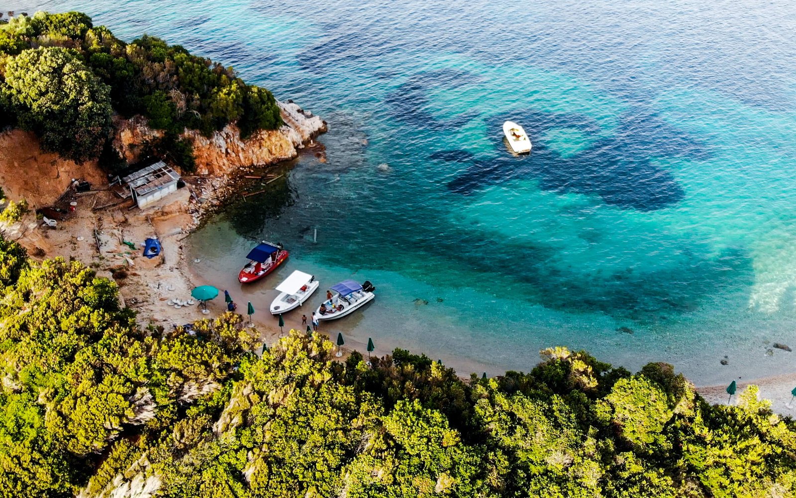 Aerial view of Isole Gemelle di Ksamil, Albania road trip highlight