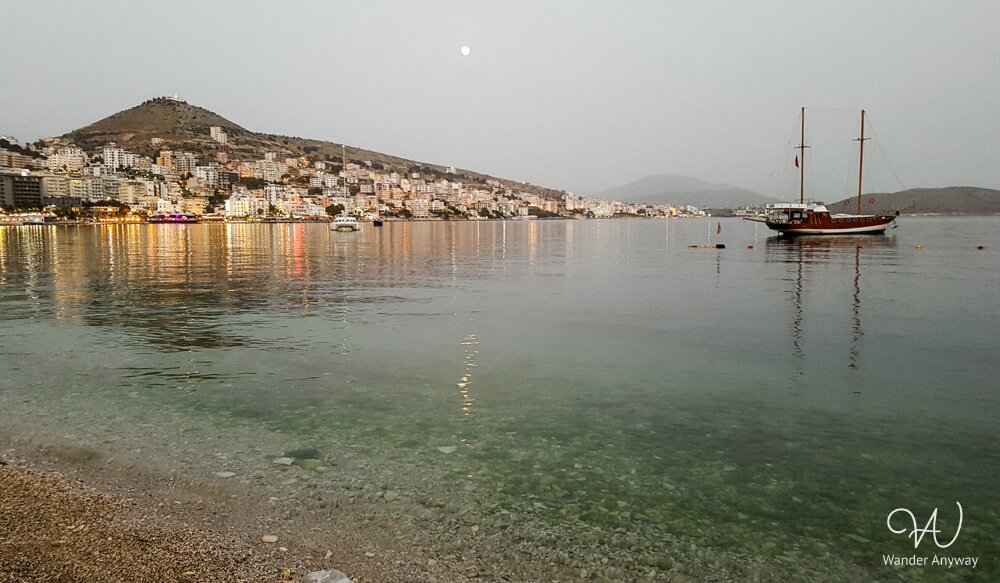 Calm waters and boats in Sarandë, Albania