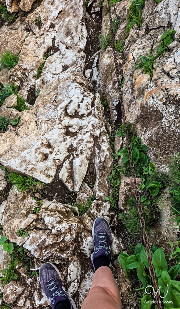 Close-up of rocky section on the Peñón de Ifach hiking trail in Calpe