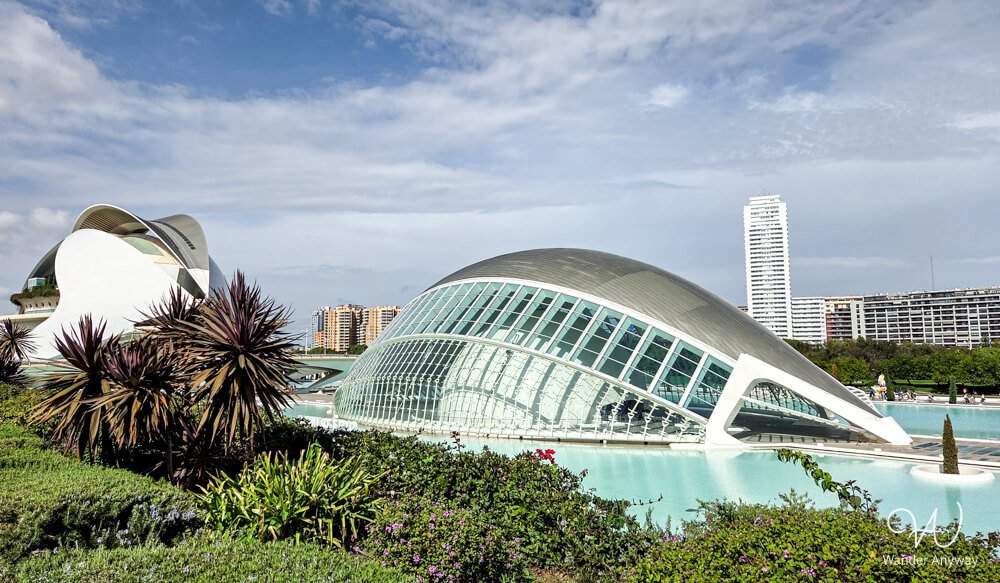 Reflection pools and futuristic architecture at Valencia’s City of Arts and Sciences — one of the best things to do in Valencia.
