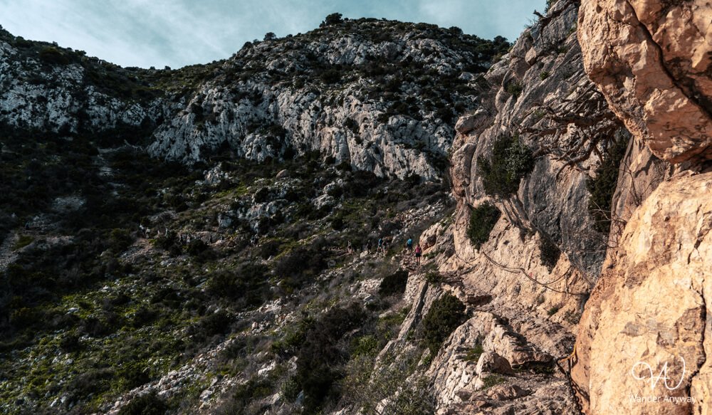 Narrow rocky path along Peñón de Ifach trail