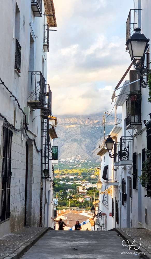 Quiet street in Altea old town during late afternoon