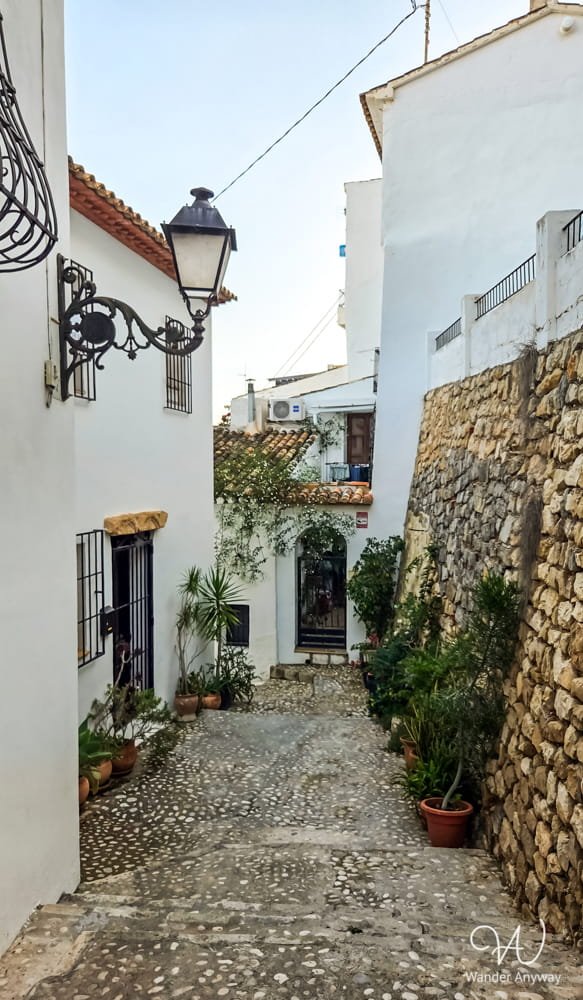 Narrow cobbled street in Altea old town