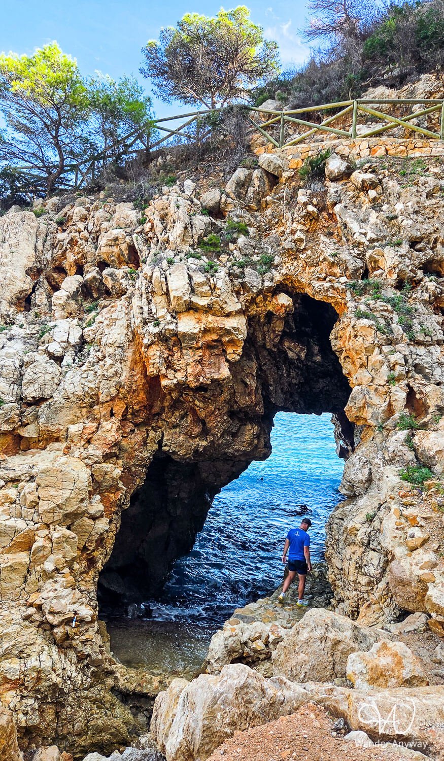 Cova dels Arcs sea cave at Cala del Moraig