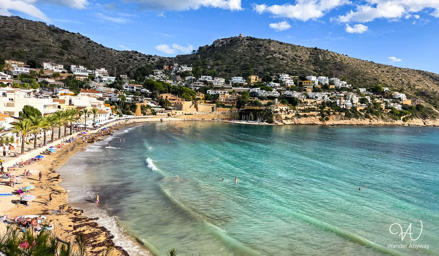 Calm turquoise water at El Portet Beach, one of the best Costa Blanca beaches for families