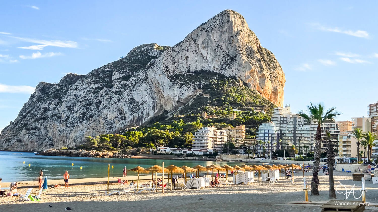 La Fossa Beach, one of the best Costa Blanca beaches, with Peñón de Ifach in the background