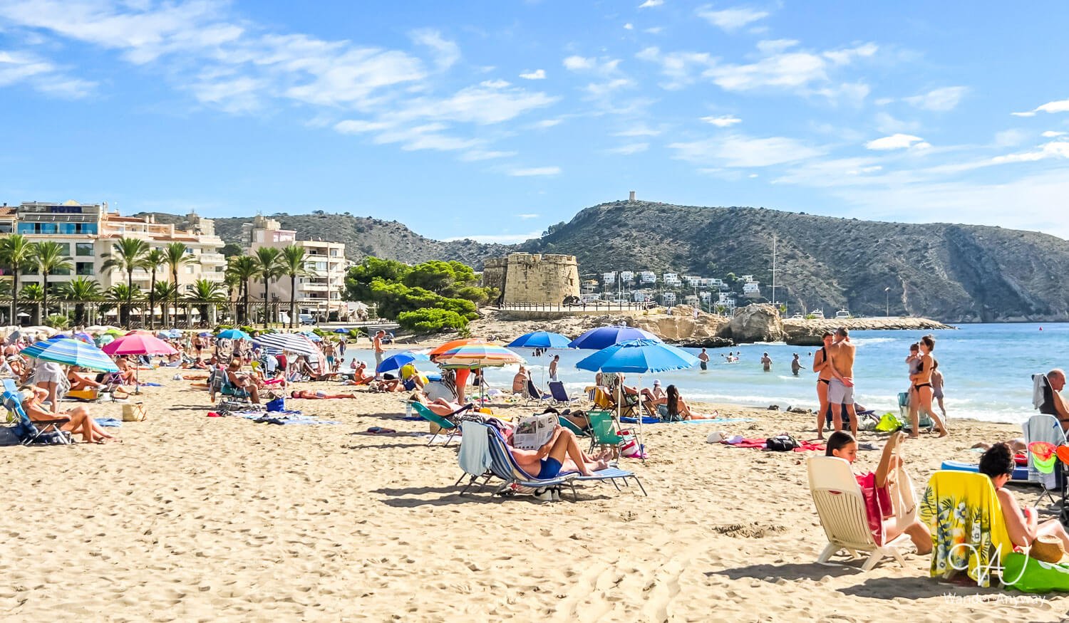 View across L'Ampolla Beach and Moraira Bay